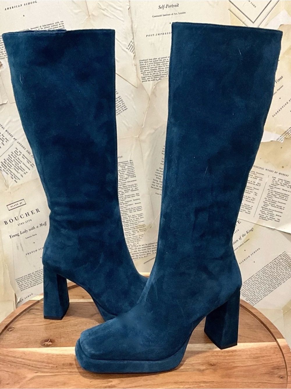 Free People Jeffrey Campbell Maximal-3 Suede Platfrom Boot Zip Blue - Picture 2 of 7